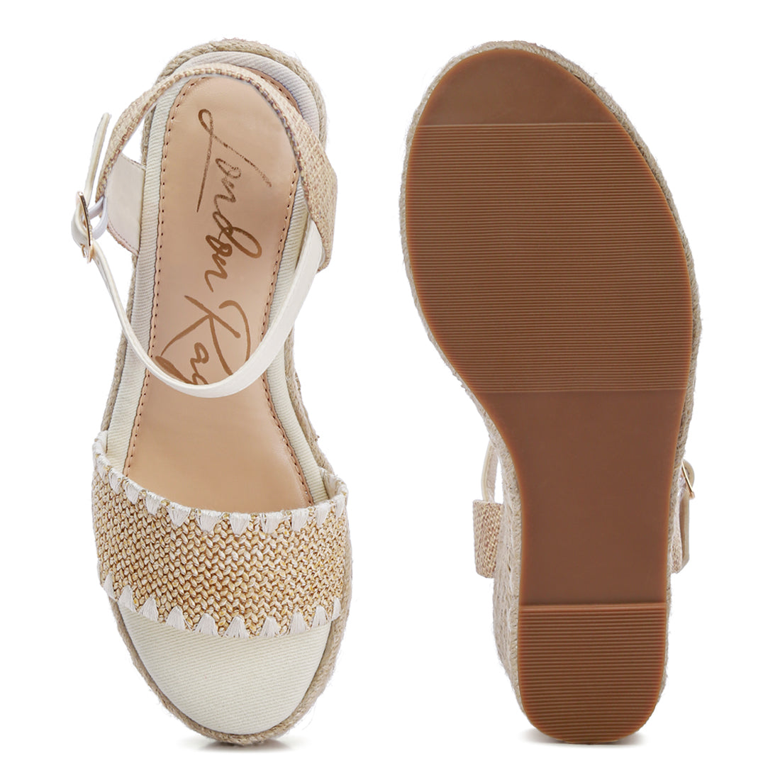 raffia wedge heel espadrilles#color_beige