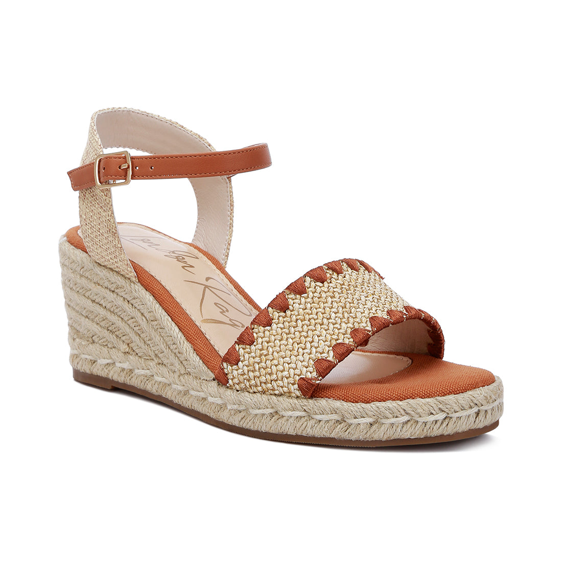 raffia wedge heel espadrilles#color_tan