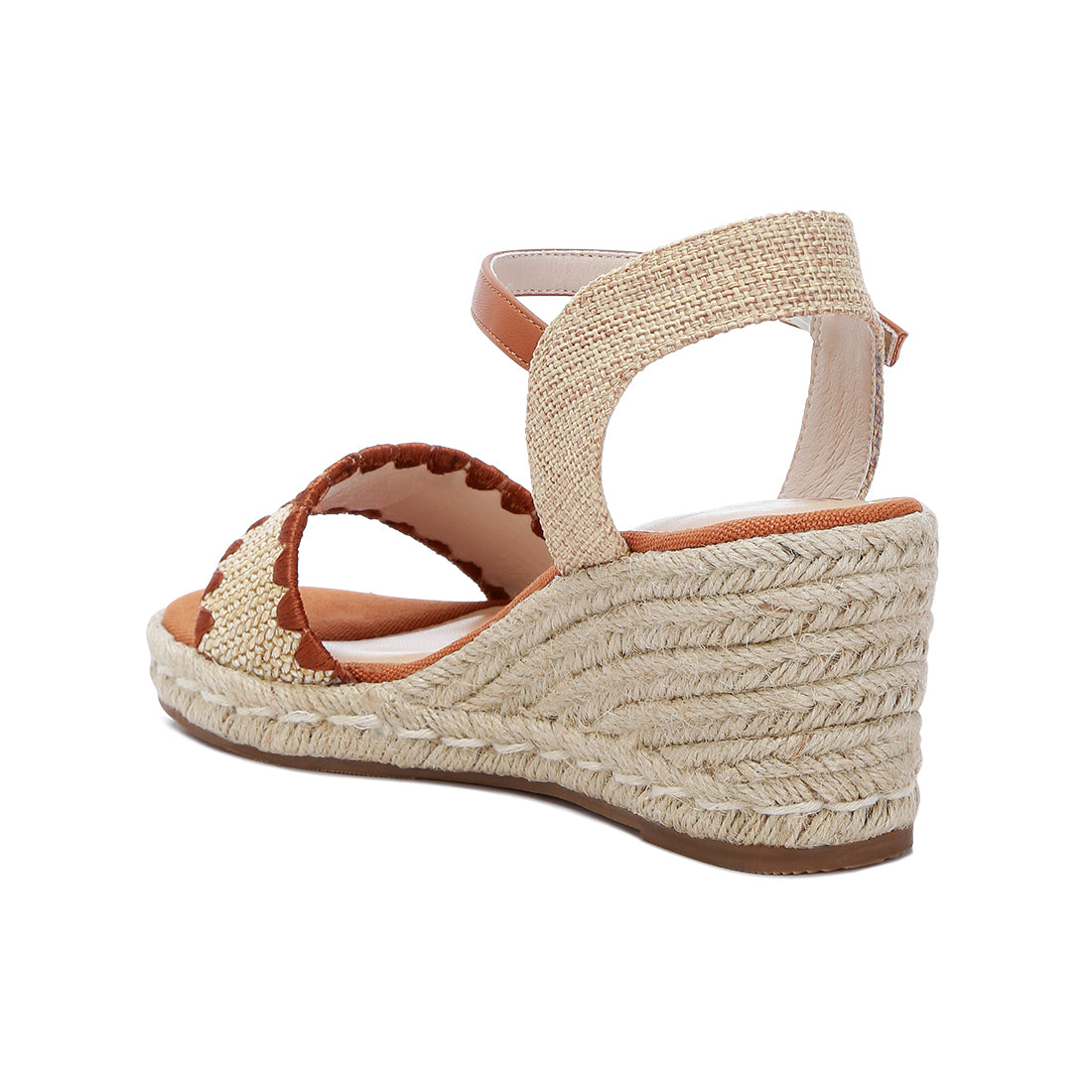 raffia wedge heel espadrilles#color_tan
