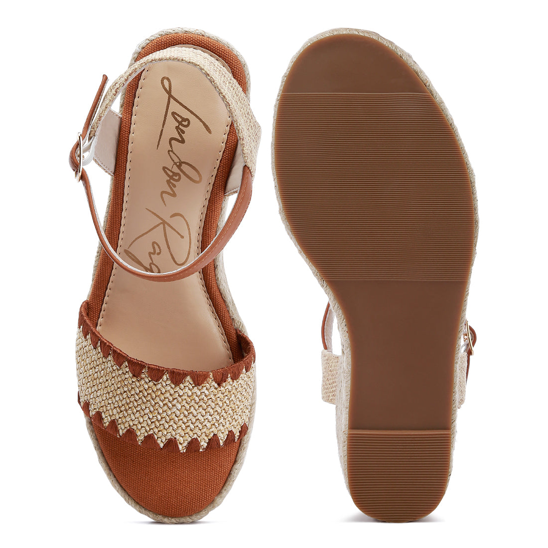 raffia wedge heel espadrilles#color_tan