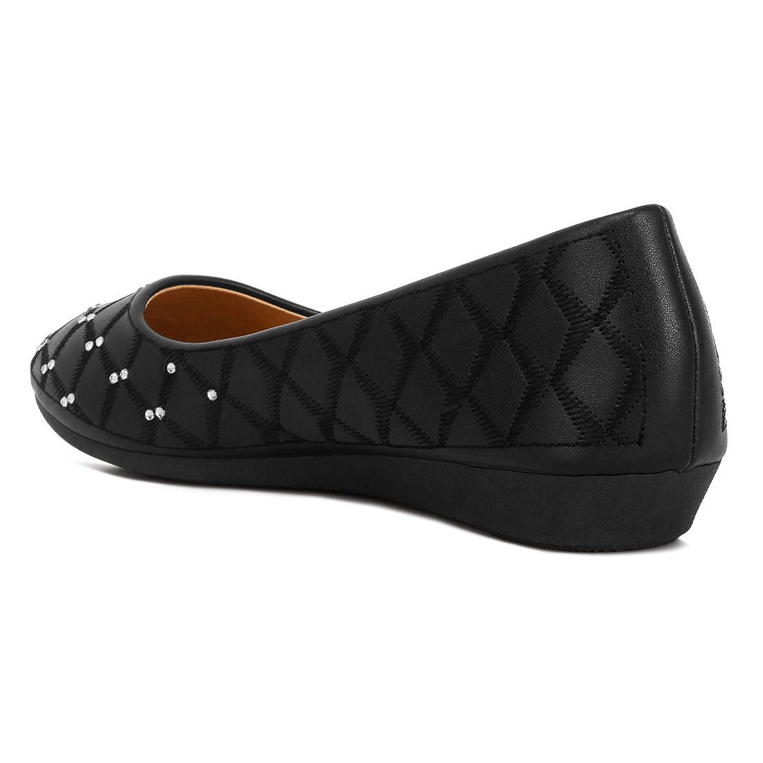 rhinestone embellished women's ballerinas#color_black