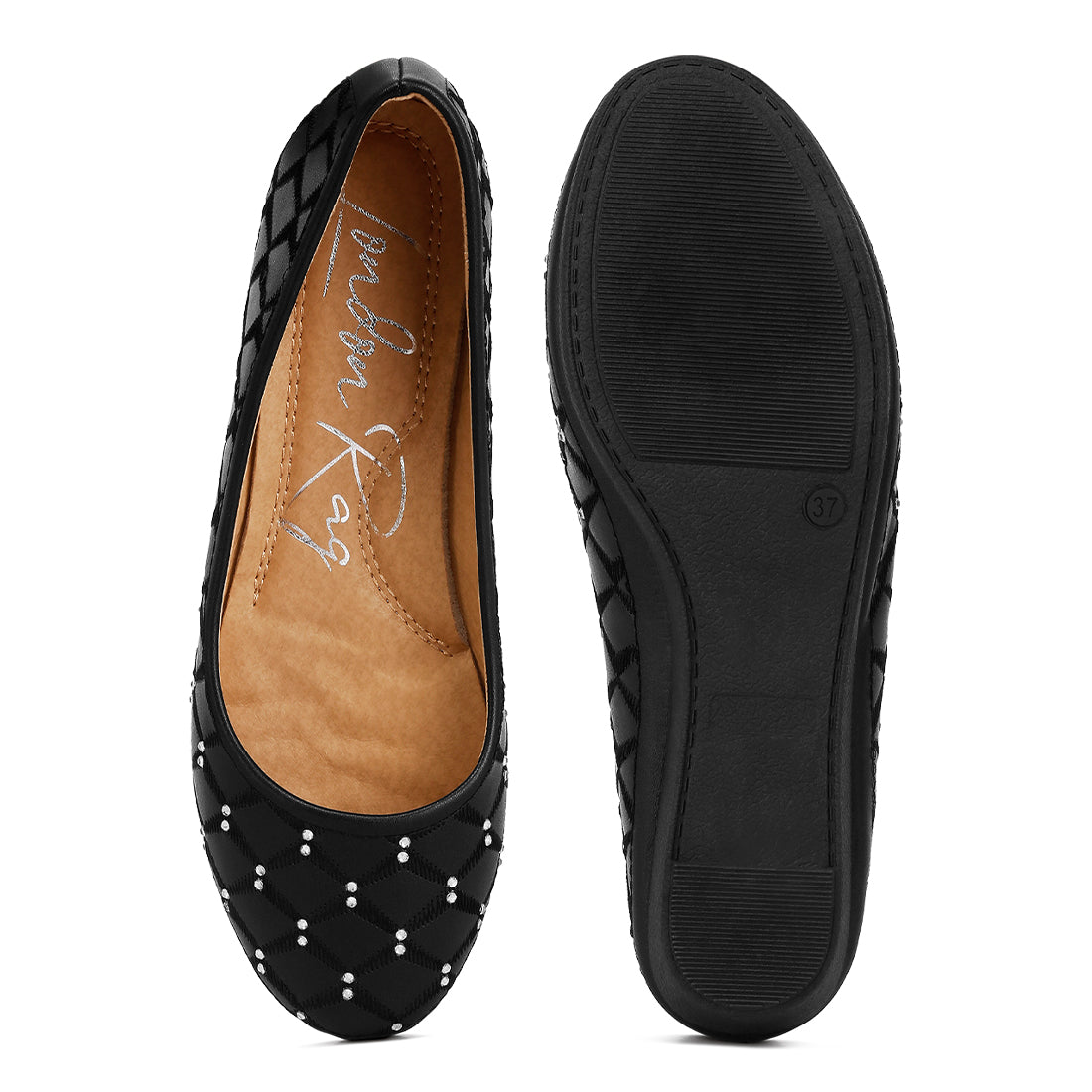 rhinestone embellished women's ballerinas#color_black