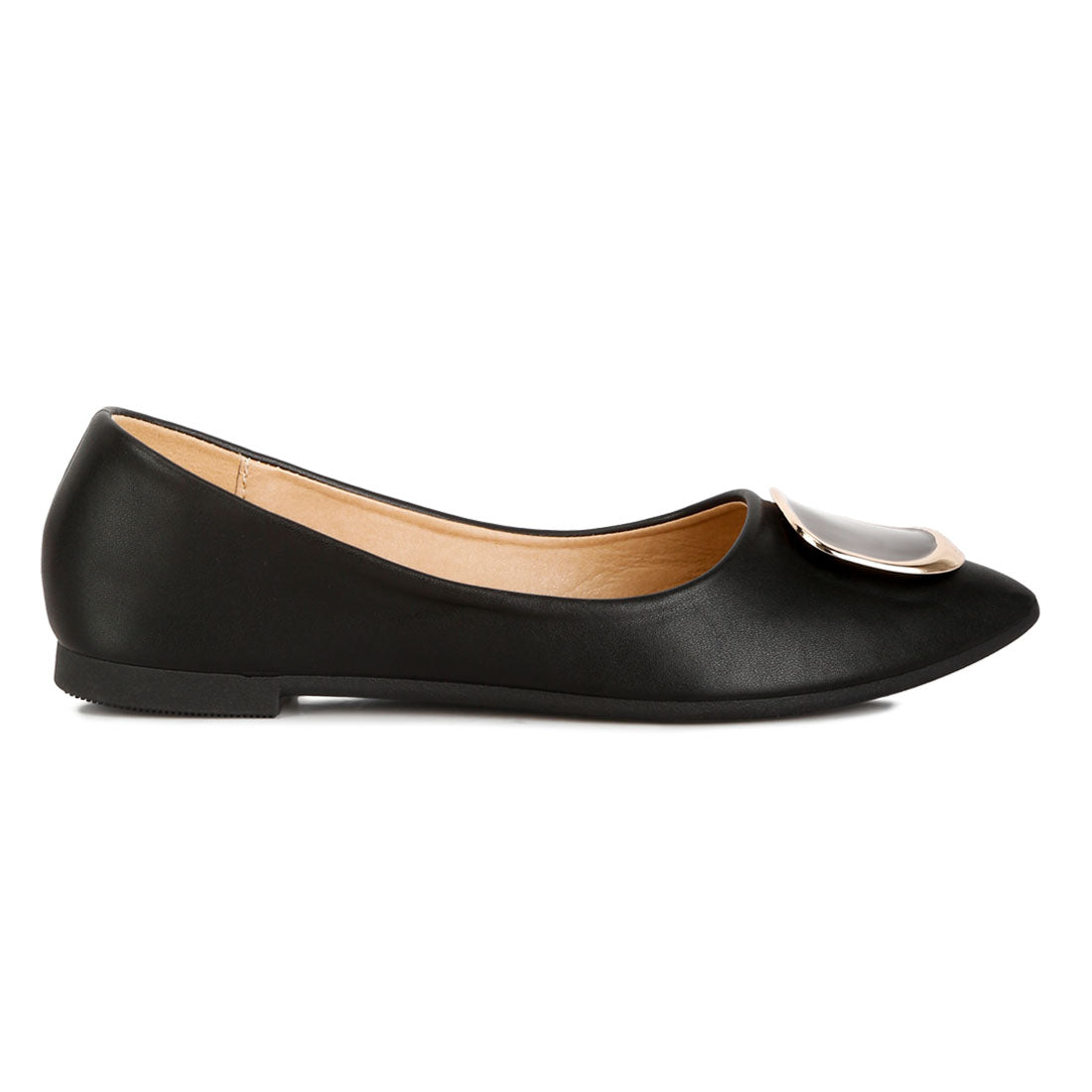 brooch detail ballet flats#color_black