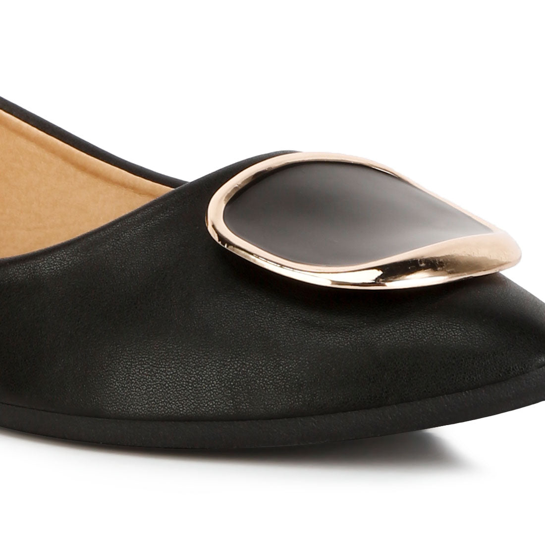 brooch detail ballet flats#color_black