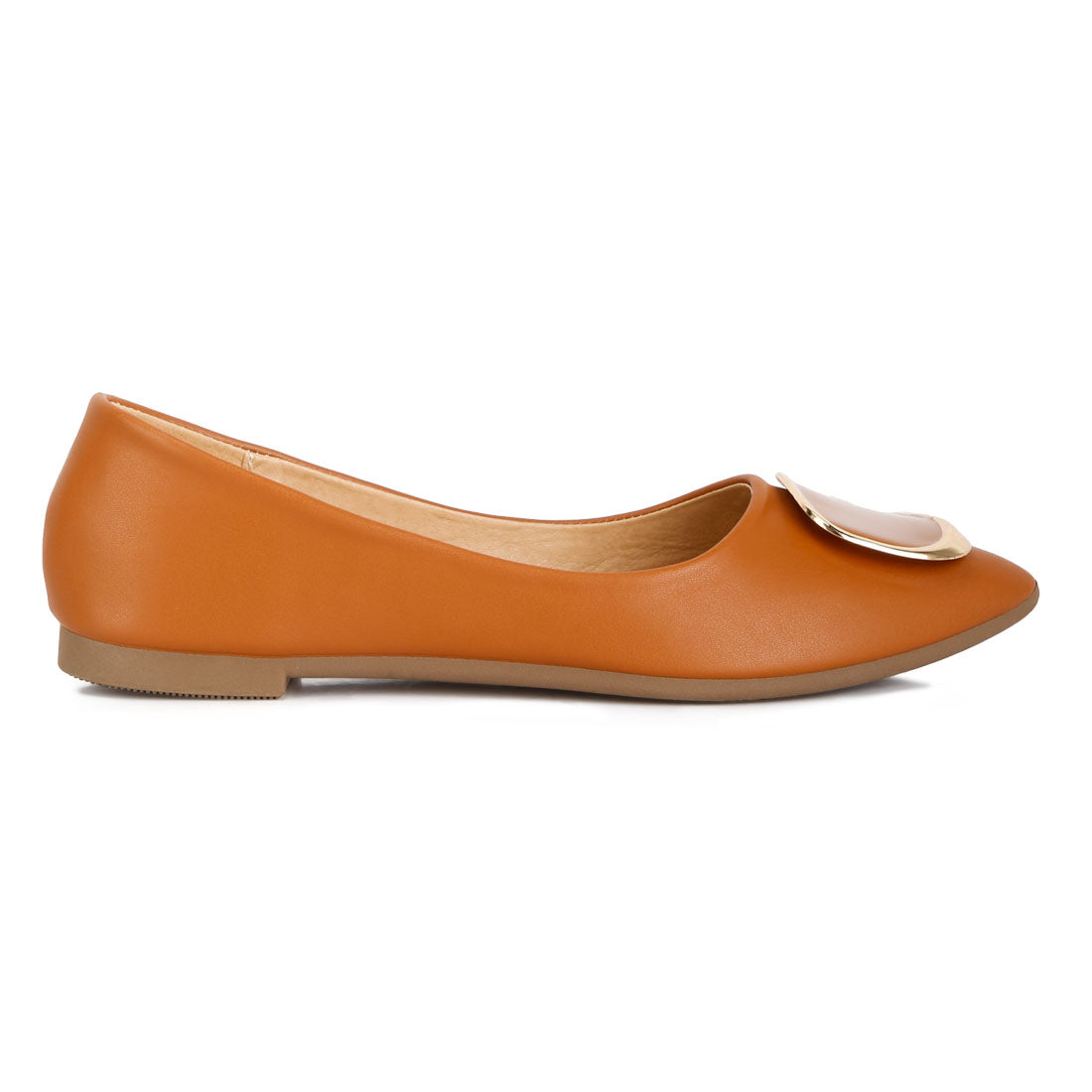 brooch detail ballet flats#color_tan