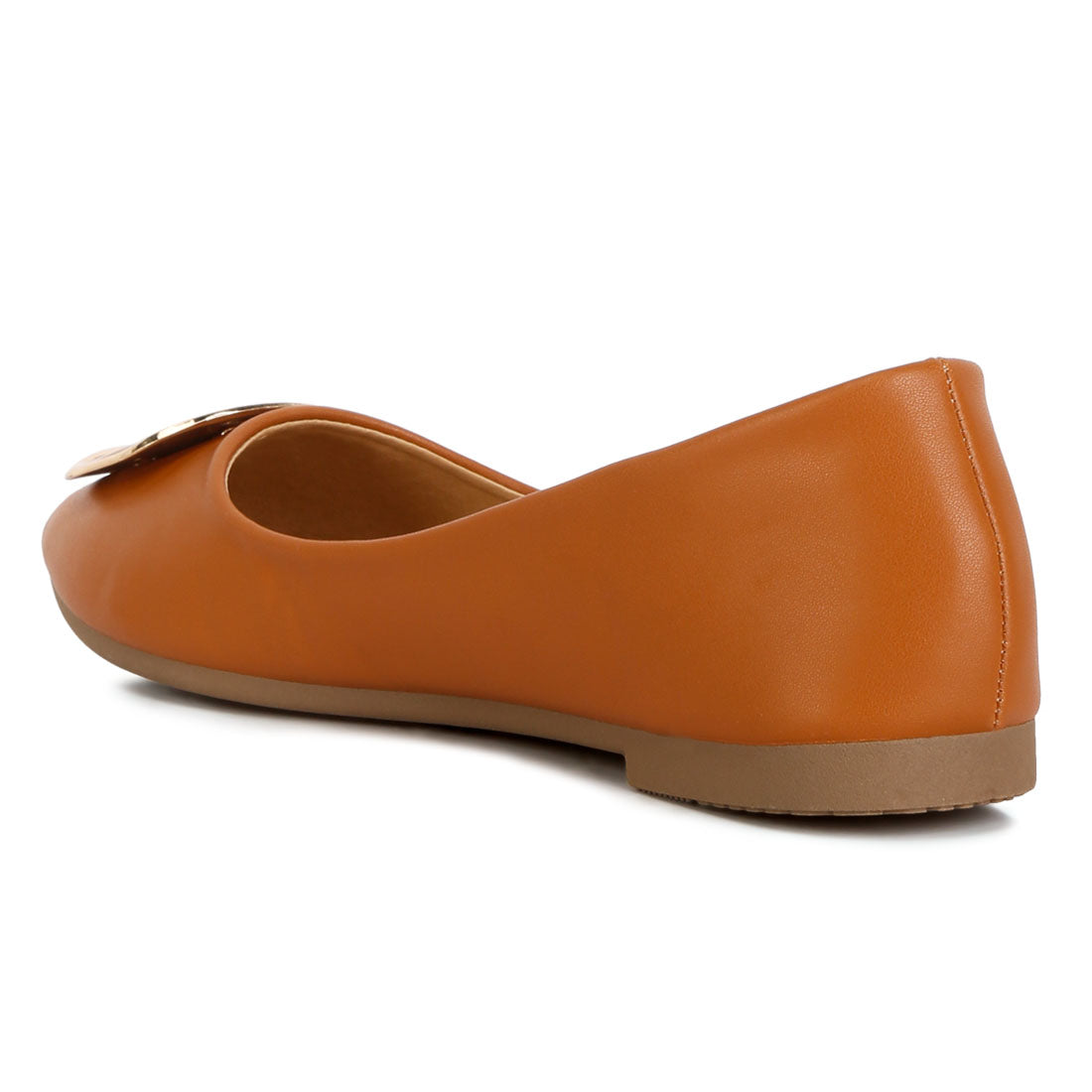 brooch detail ballet flats#color_tan