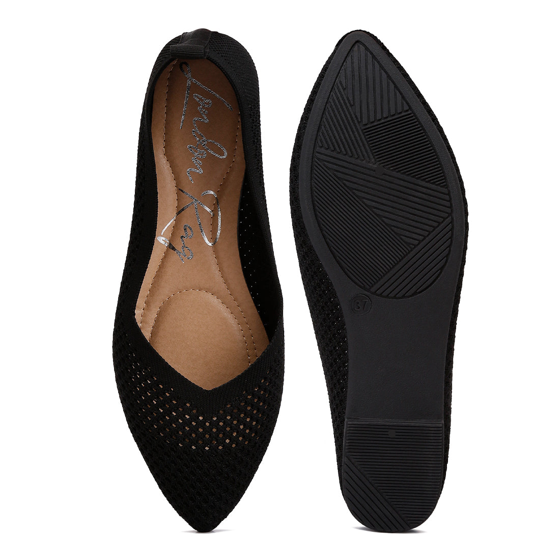 fly knit slip-on ballerinas#color_black