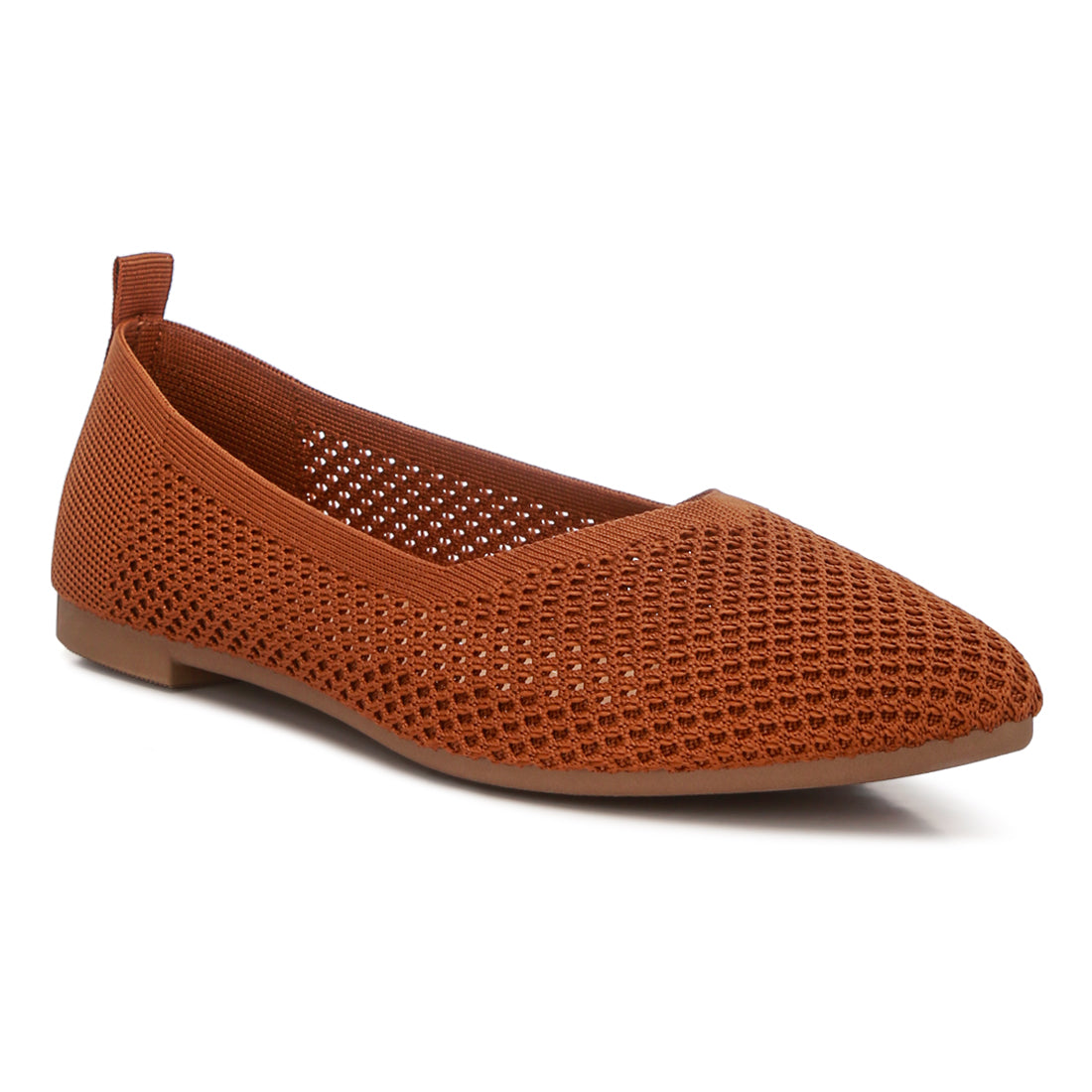 fly knit slip-on ballerinas#color_tan