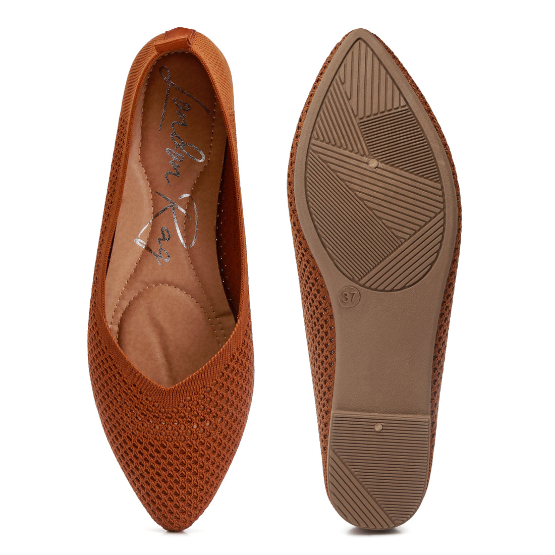 fly knit slip-on ballerinas#color_tan