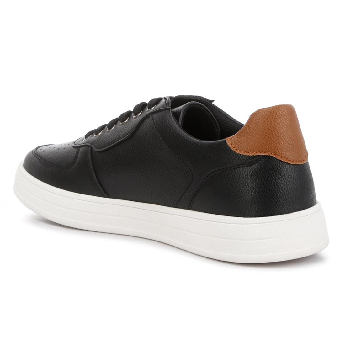 casual perforated detail sneakers#color_black