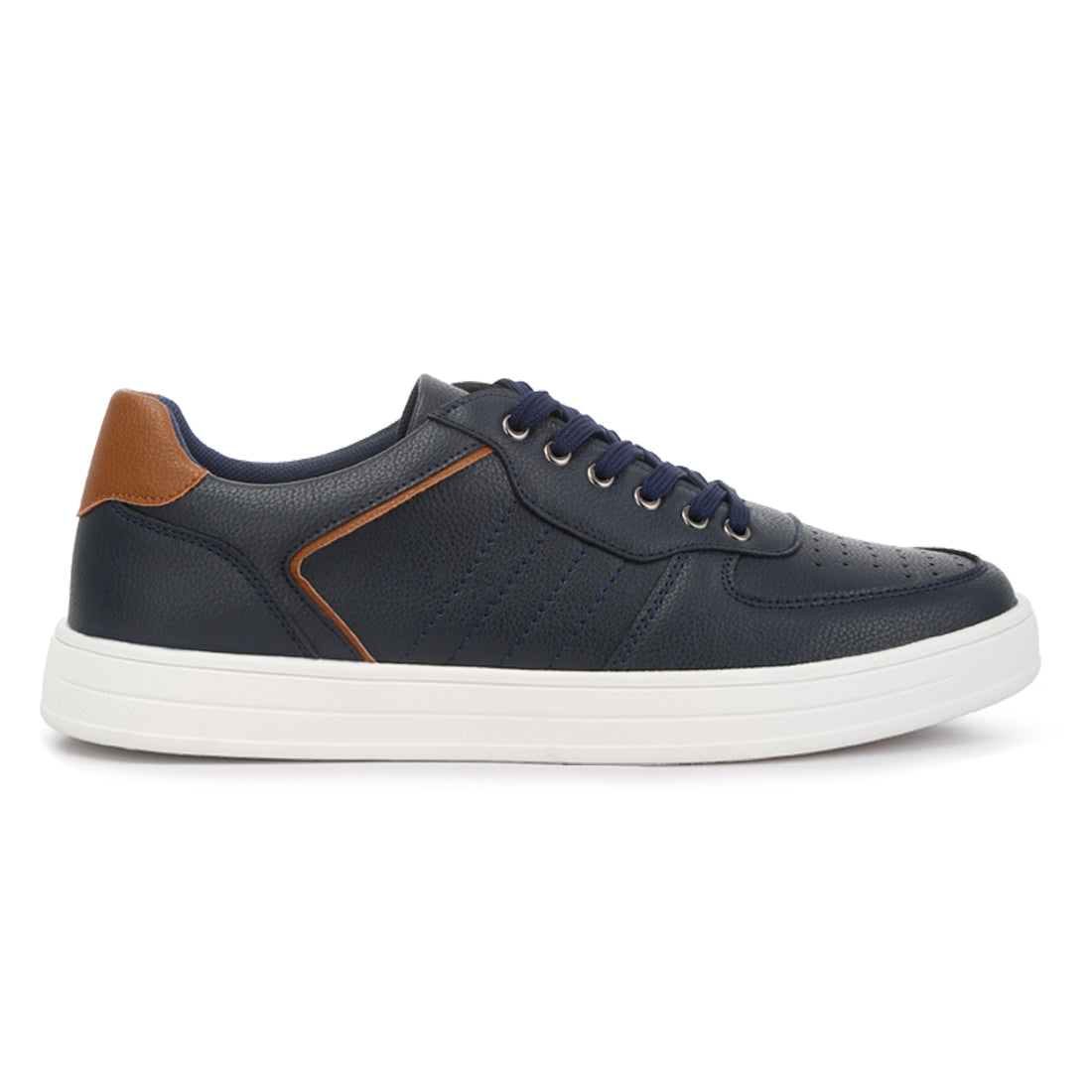 casual perforated detail sneakers#color_navy