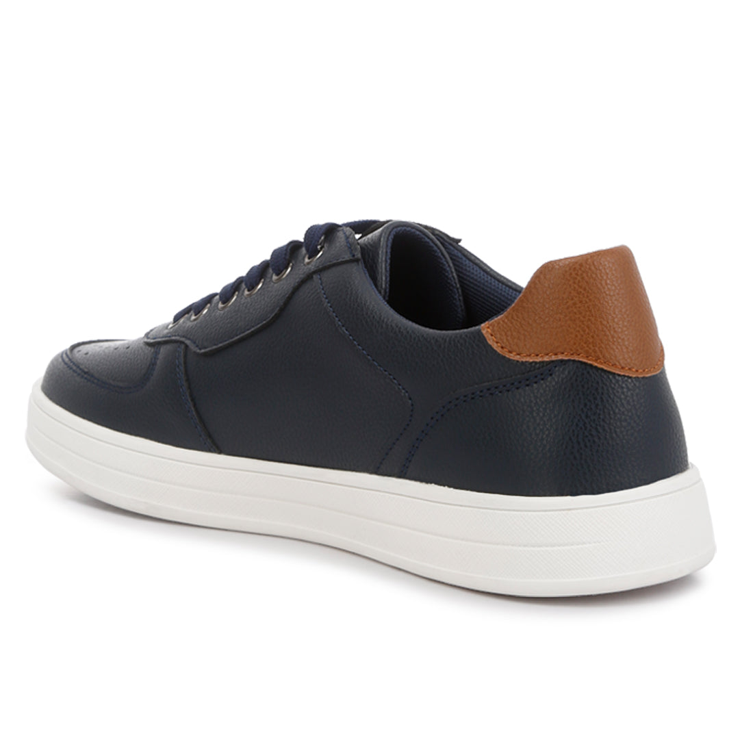casual perforated detail sneakers#color_navy