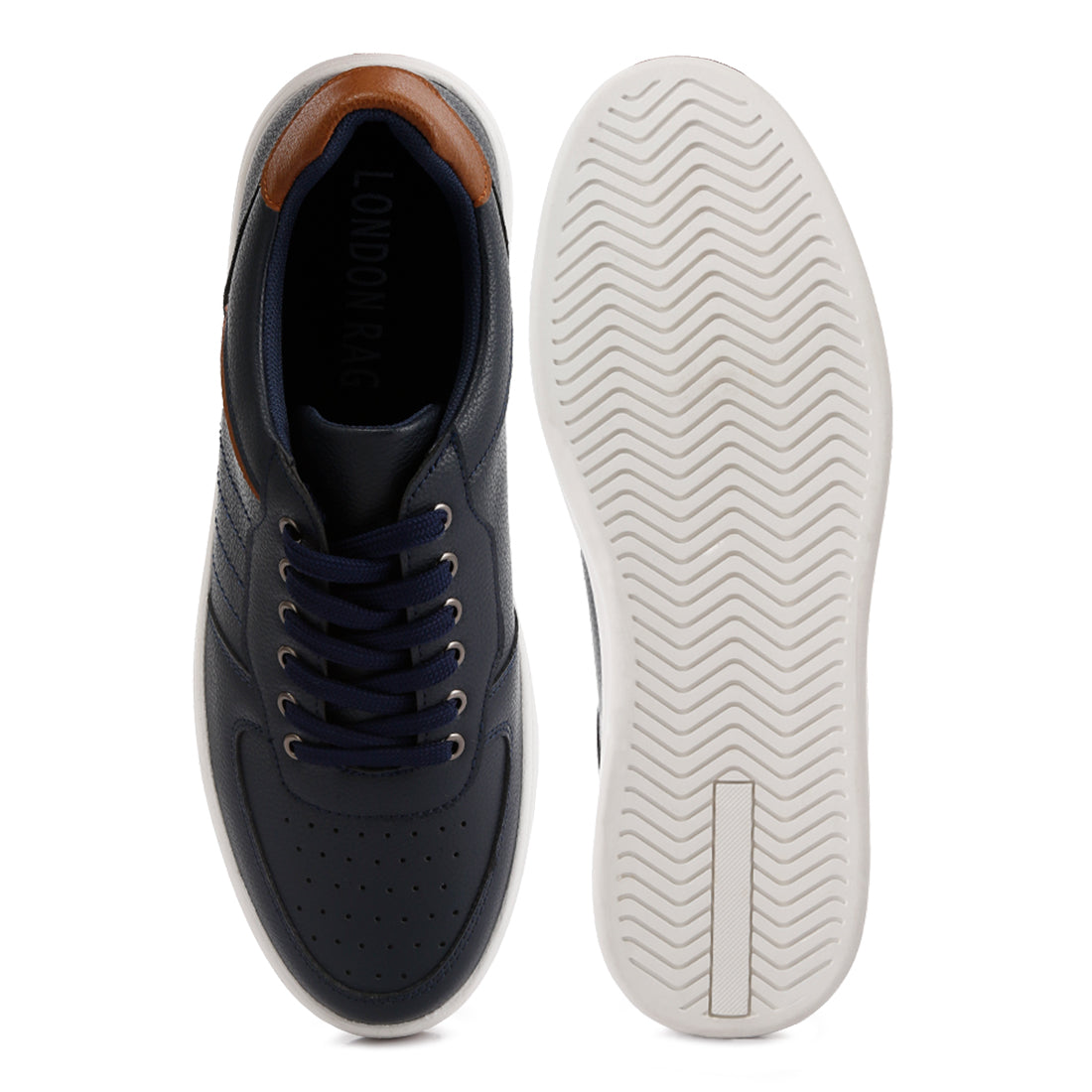 casual perforated detail sneakers#color_navy