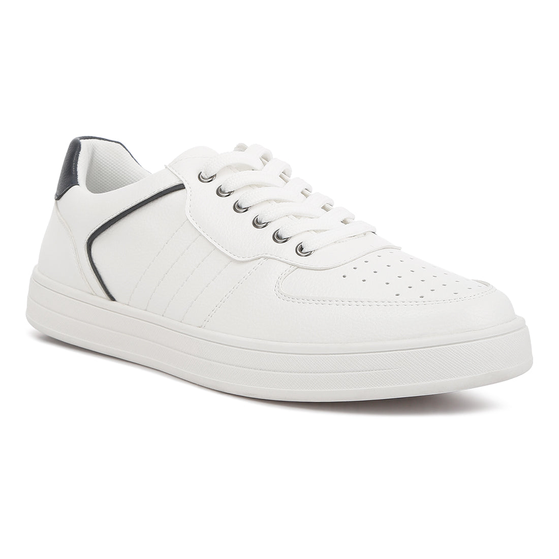 casual perforated detail sneakers#color_white