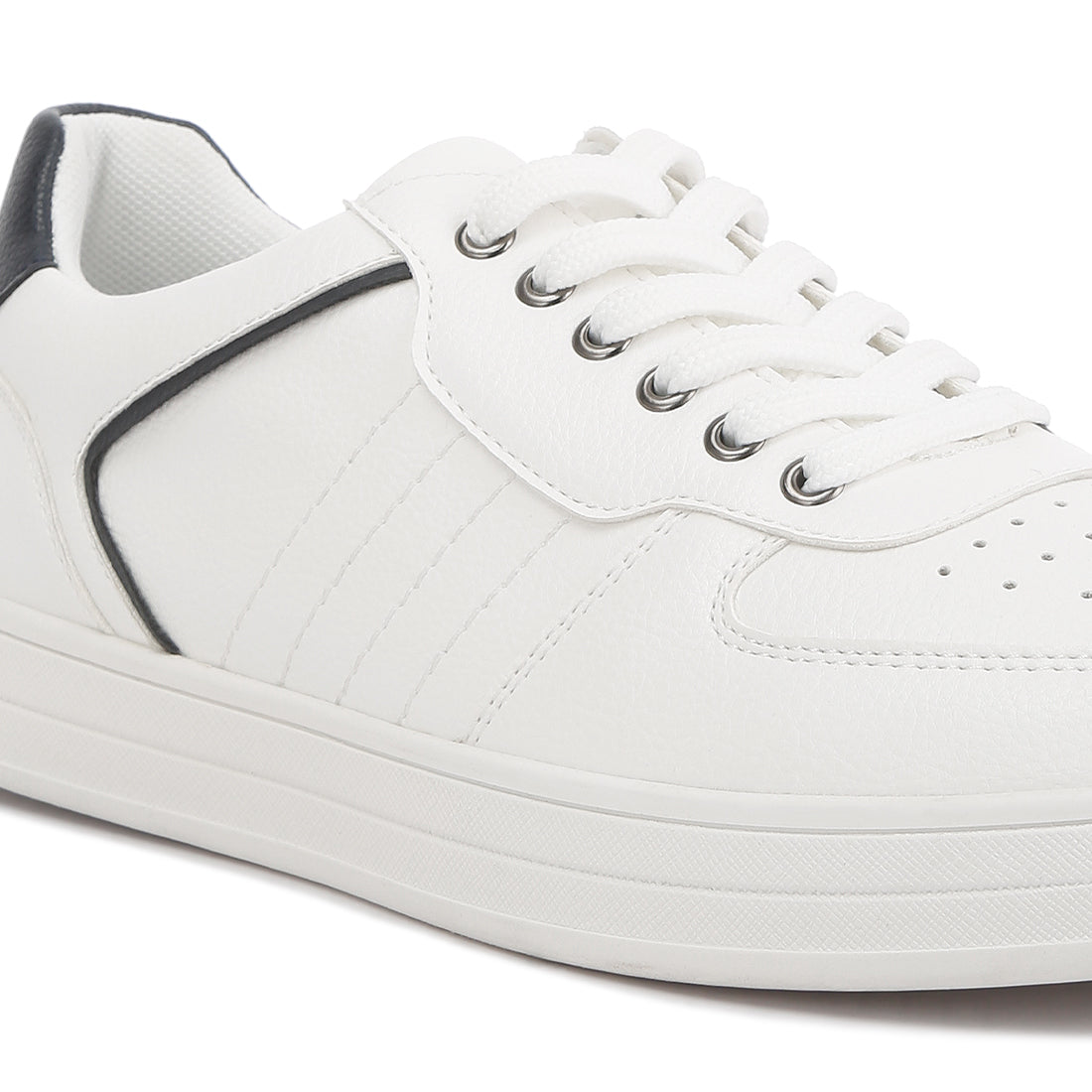 casual perforated detail sneakers#color_white