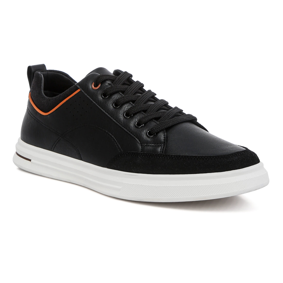 micro suede panel casual sneakers#color_black