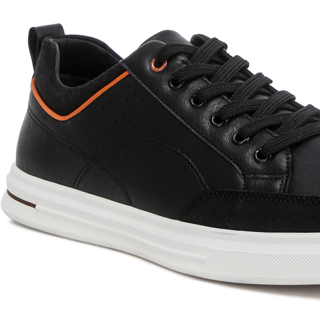 micro suede panel casual sneakers#color_black