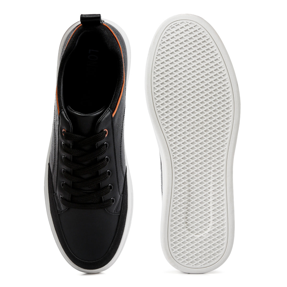 micro suede panel casual sneakers#color_black