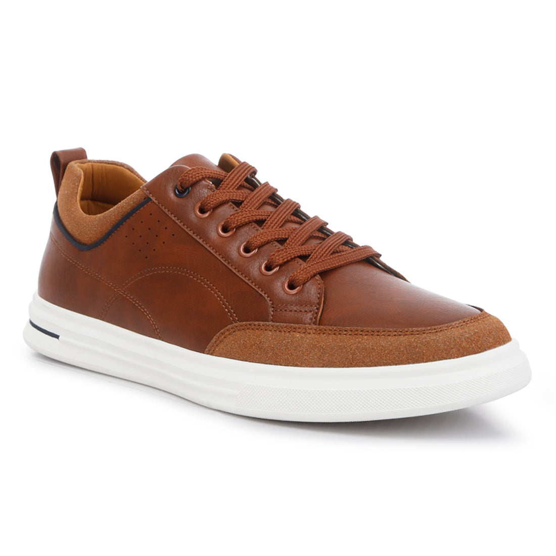 micro suede panel casual sneakers#color_tan