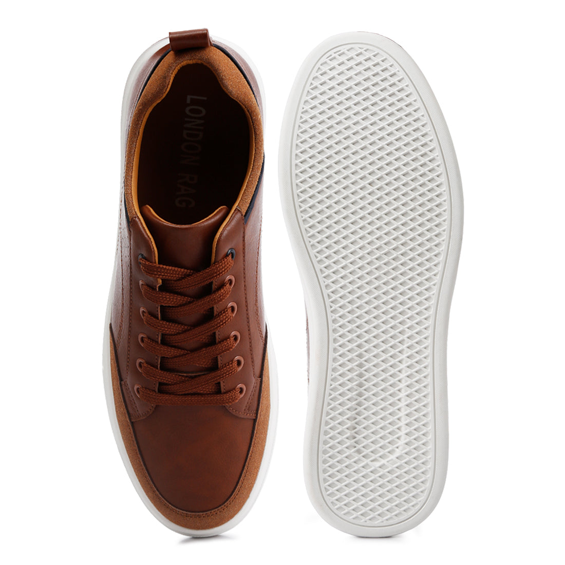 micro suede panel casual sneakers#color_tan