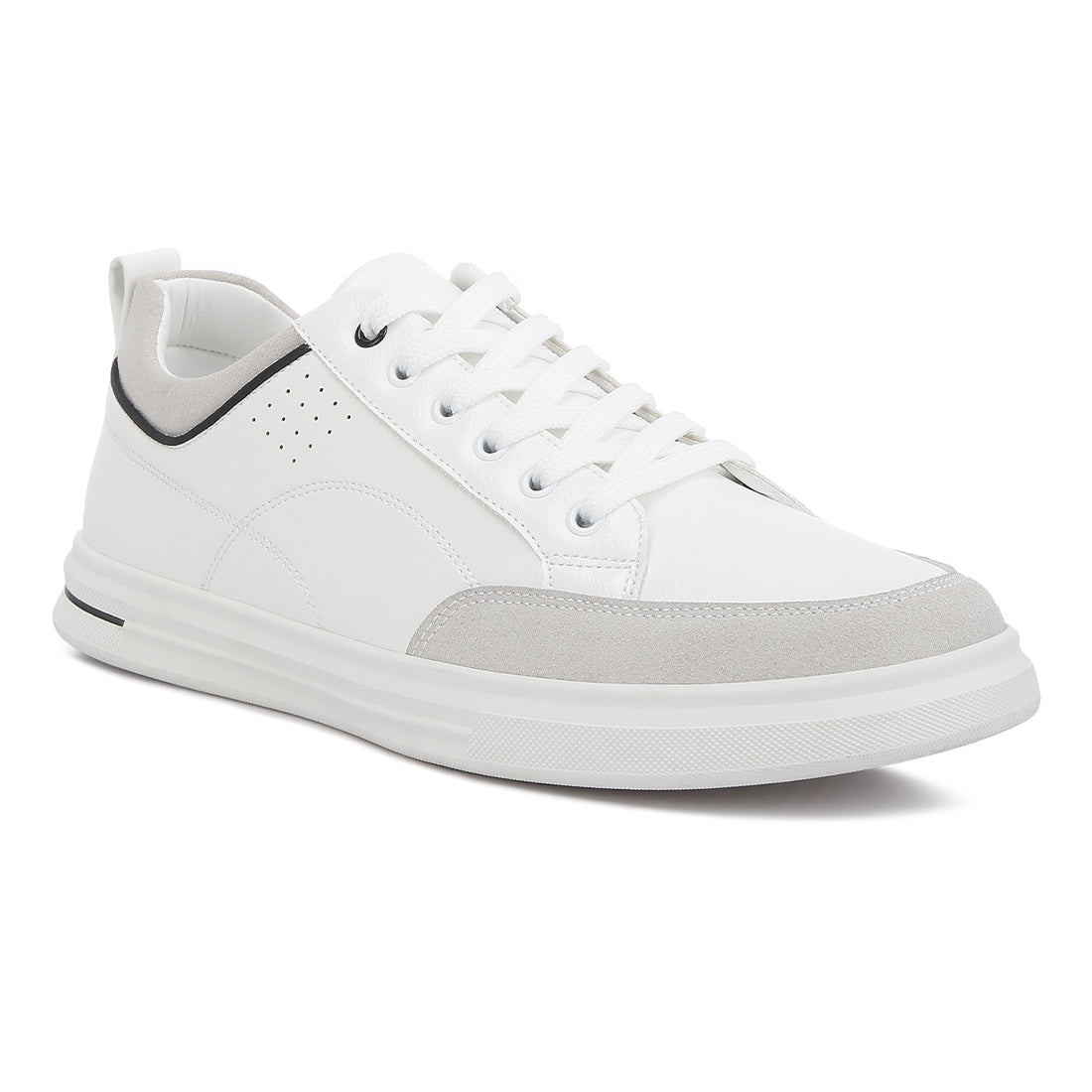 micro suede panel casual sneakers#color_white