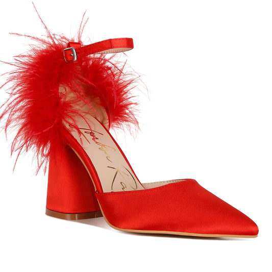 fur detail block heel sandals#color_red