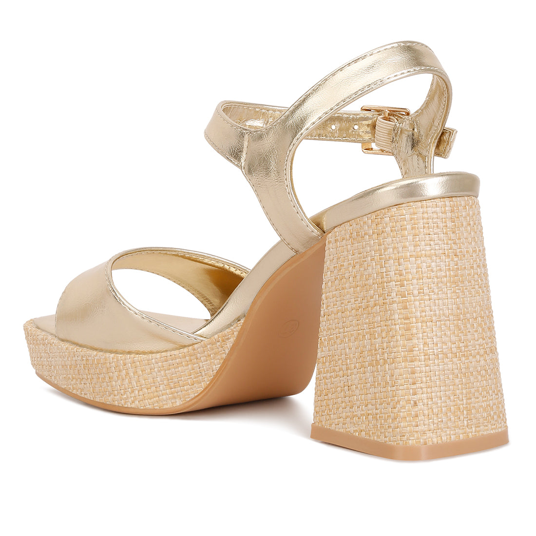 metallic block heel sandals#color_gold