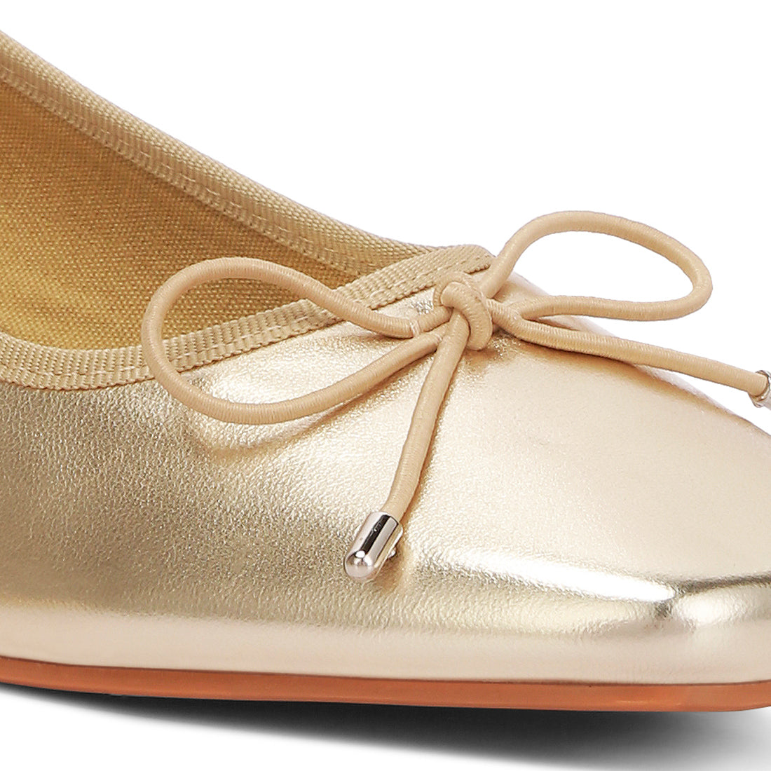 metallic low block heel ballerinas#color_gold