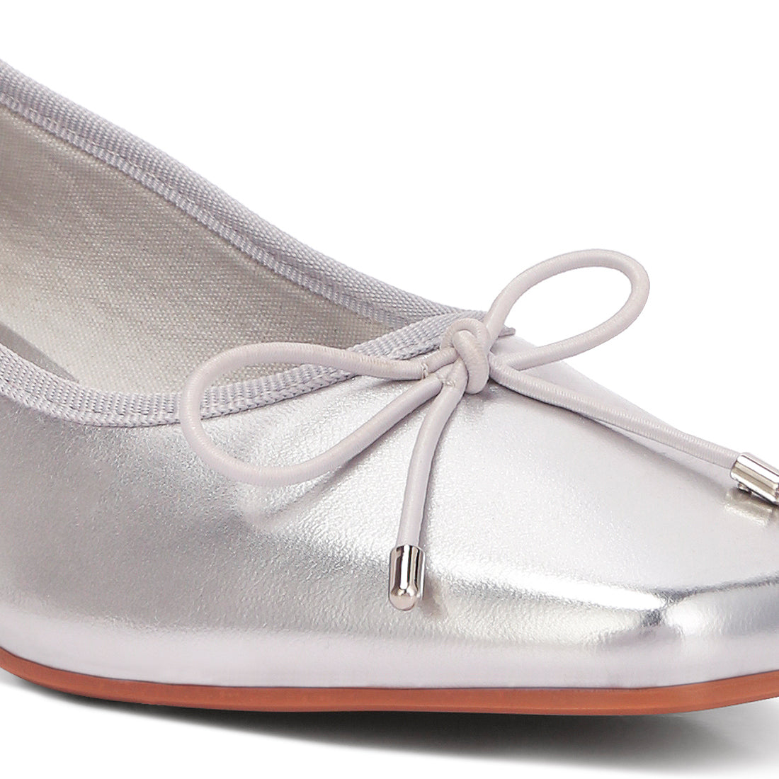 metallic low block heel ballerinas#color_silver