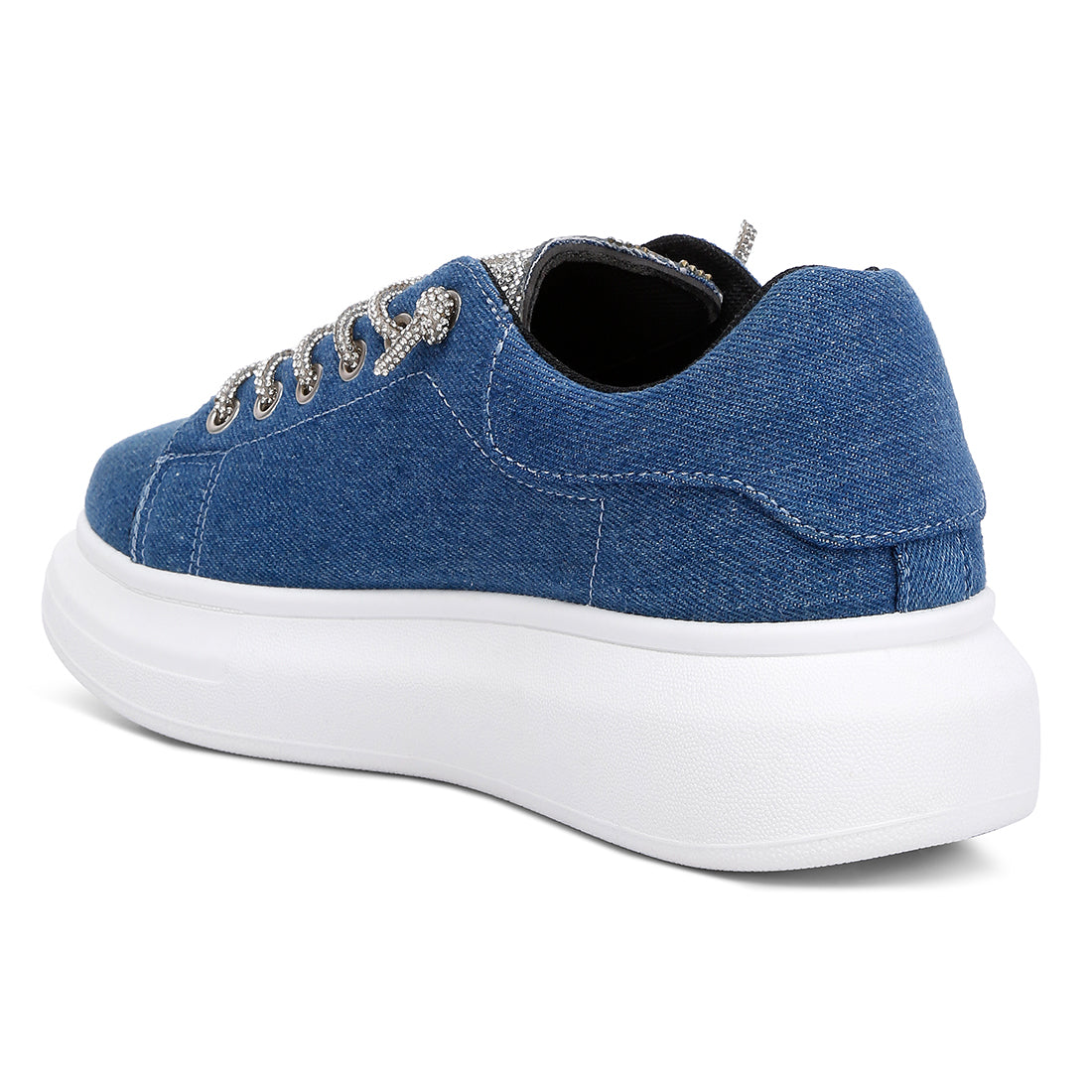 rhinestone embellished denim sneakers