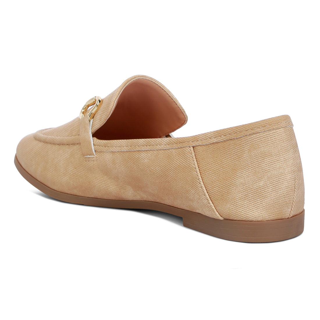 horsebit embellished canvas loafers#color_beige