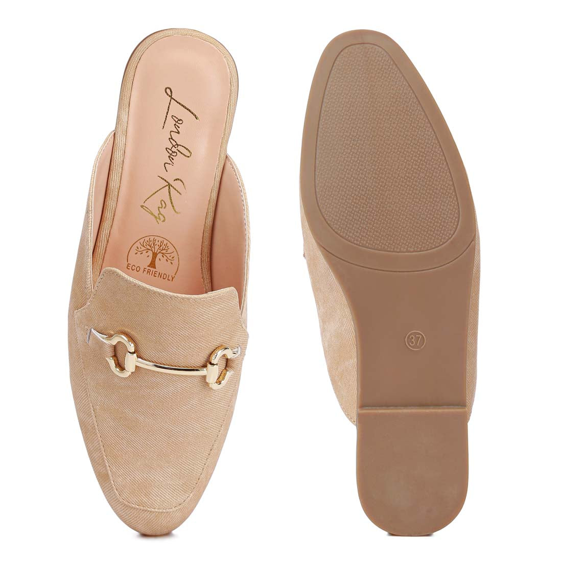 horsebit embellishment slip on mules#color_beige