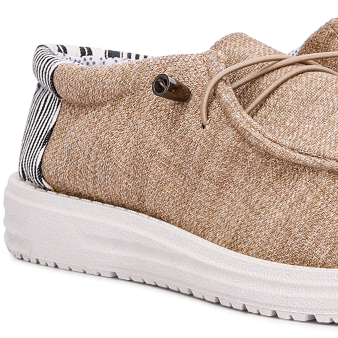 drawstring lace flatform heel shoes#color_beige