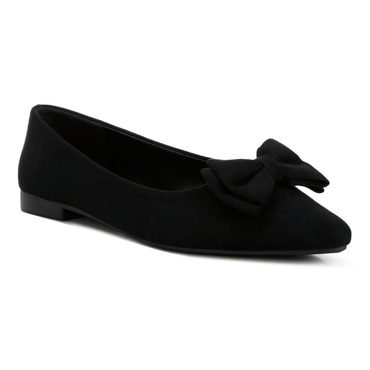 Micro Suede Bow Ballerinas