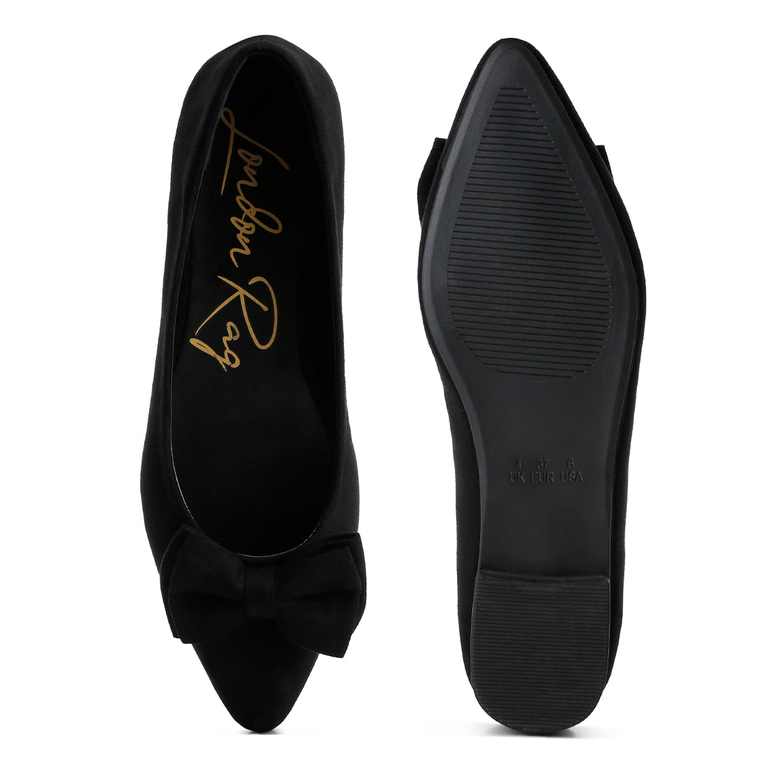 Micro Suede Bow Ballerinas