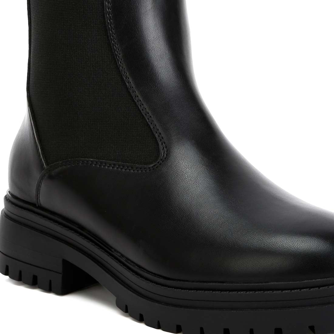 Faux Leather Chunky Chelsea Boots