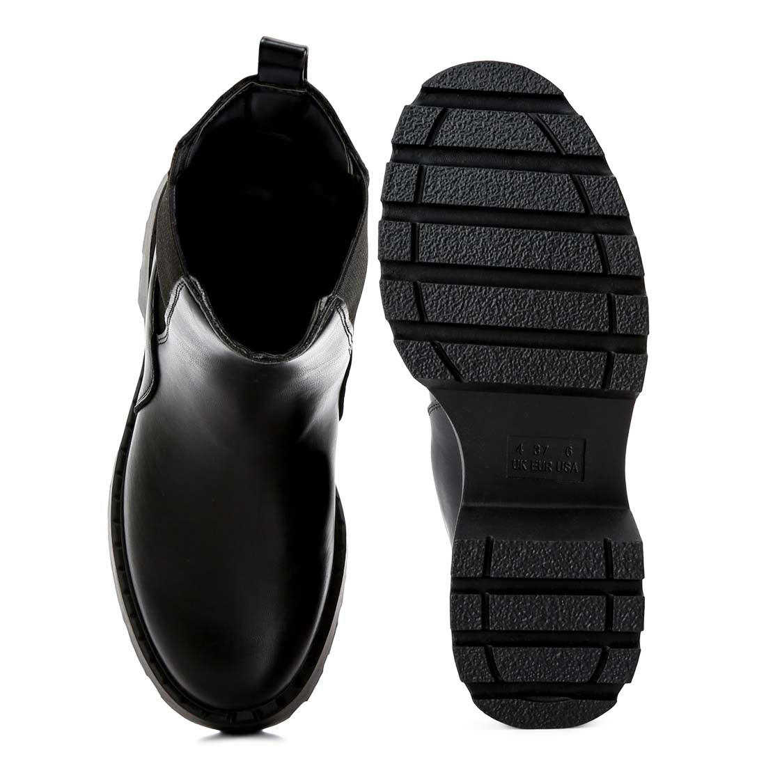 Faux Leather Elasticated Chelsea Boots