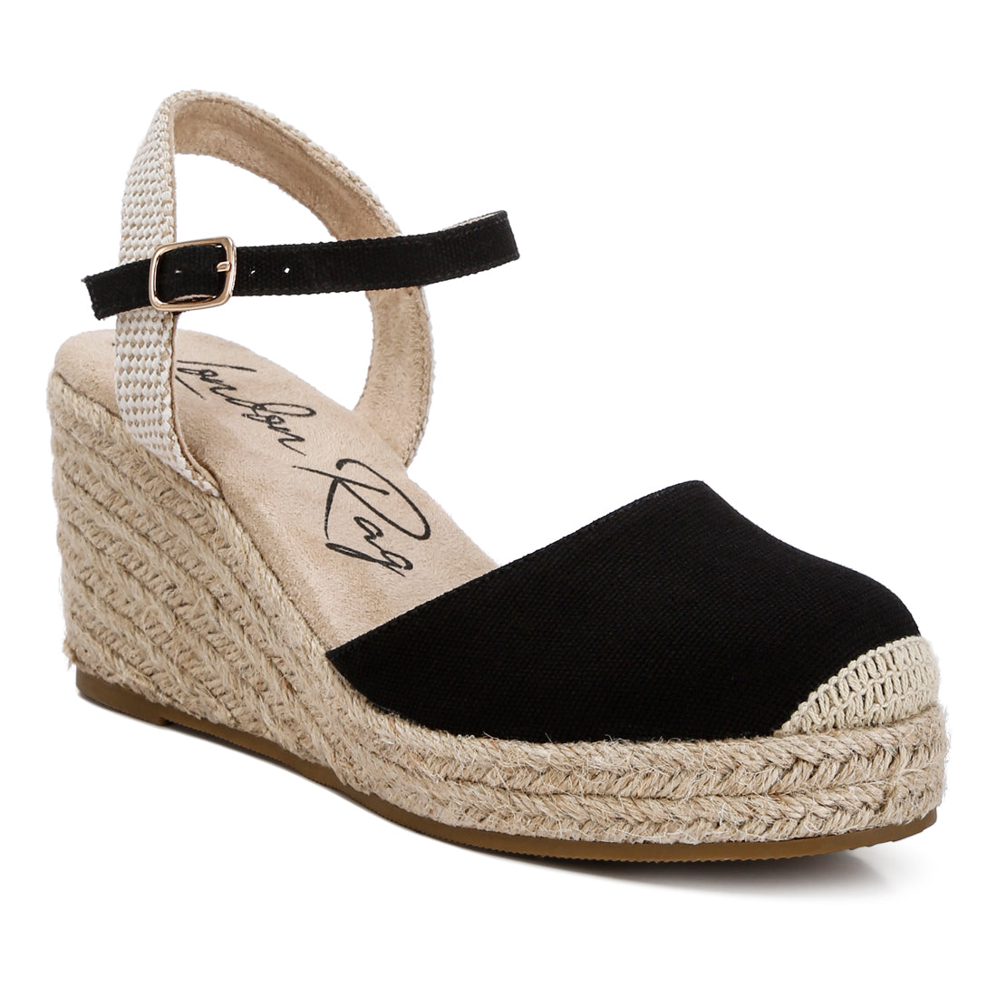 wedge espadrille sandals#color_black
