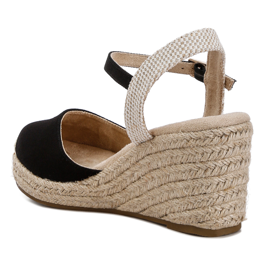 wedge espadrille sandals#color_black