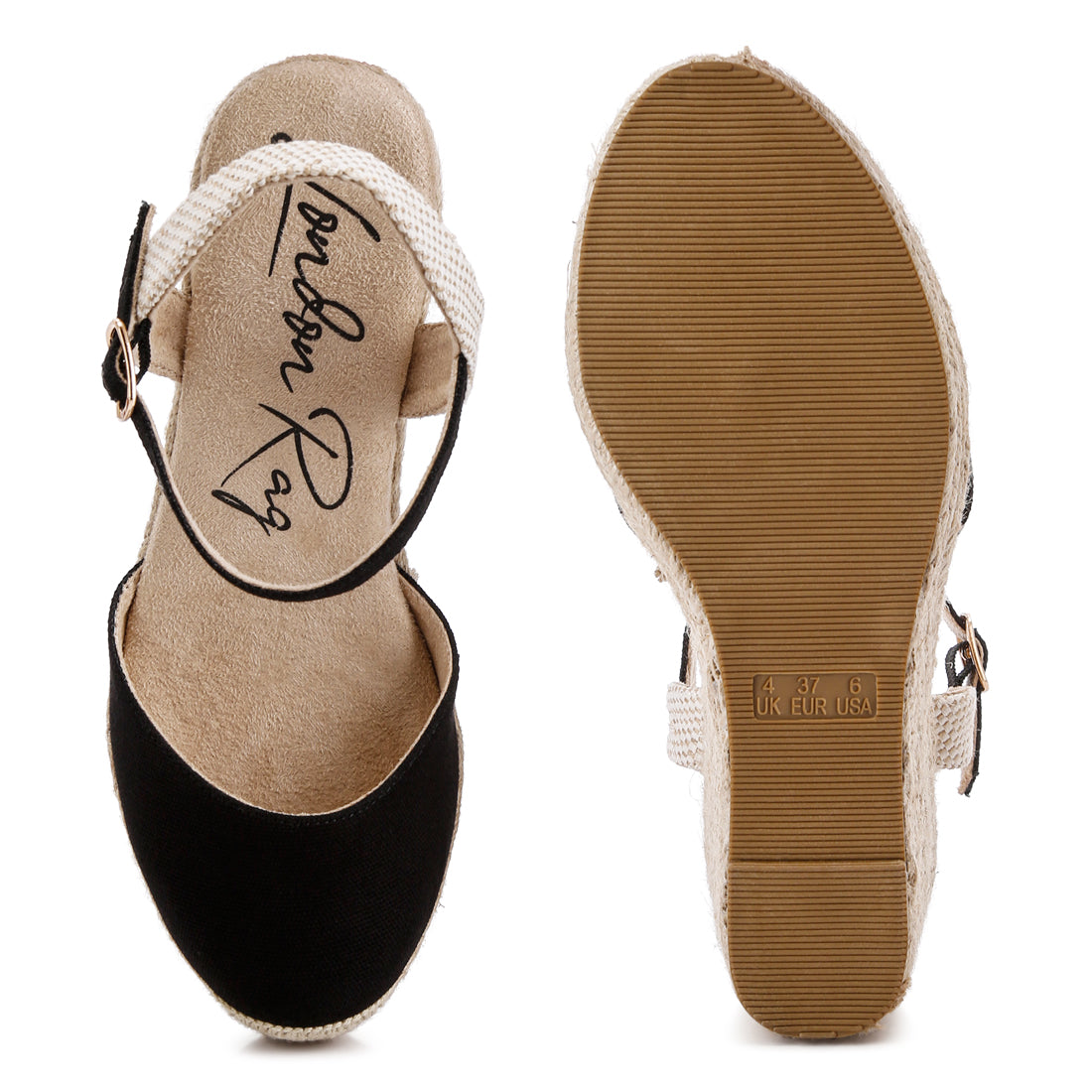 wedge espadrille sandals#color_black