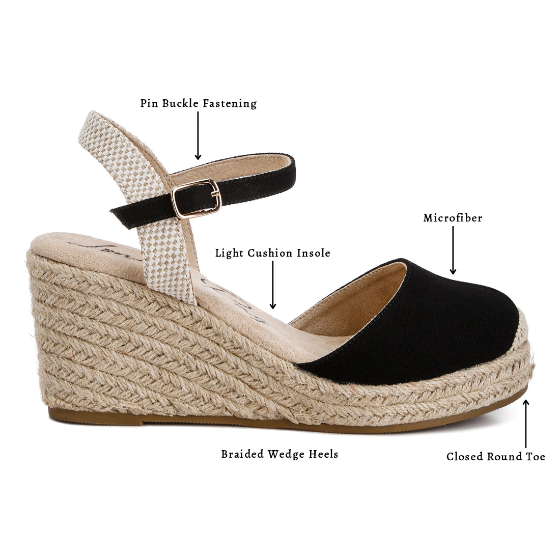 wedge espadrille sandals#color_black