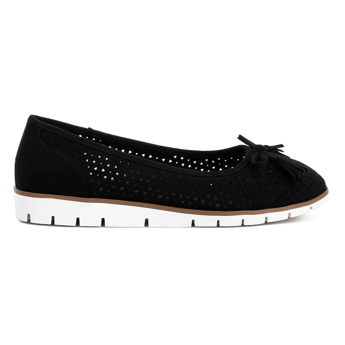 Perforated Faux Leather Ballerinas
