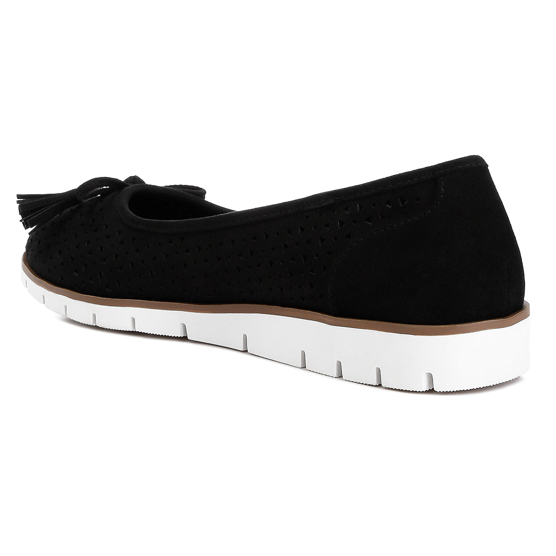 Perforated Faux Leather Ballerinas