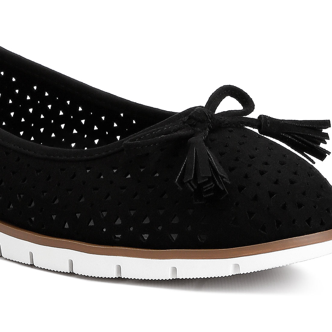 Perforated Faux Leather Ballerinas