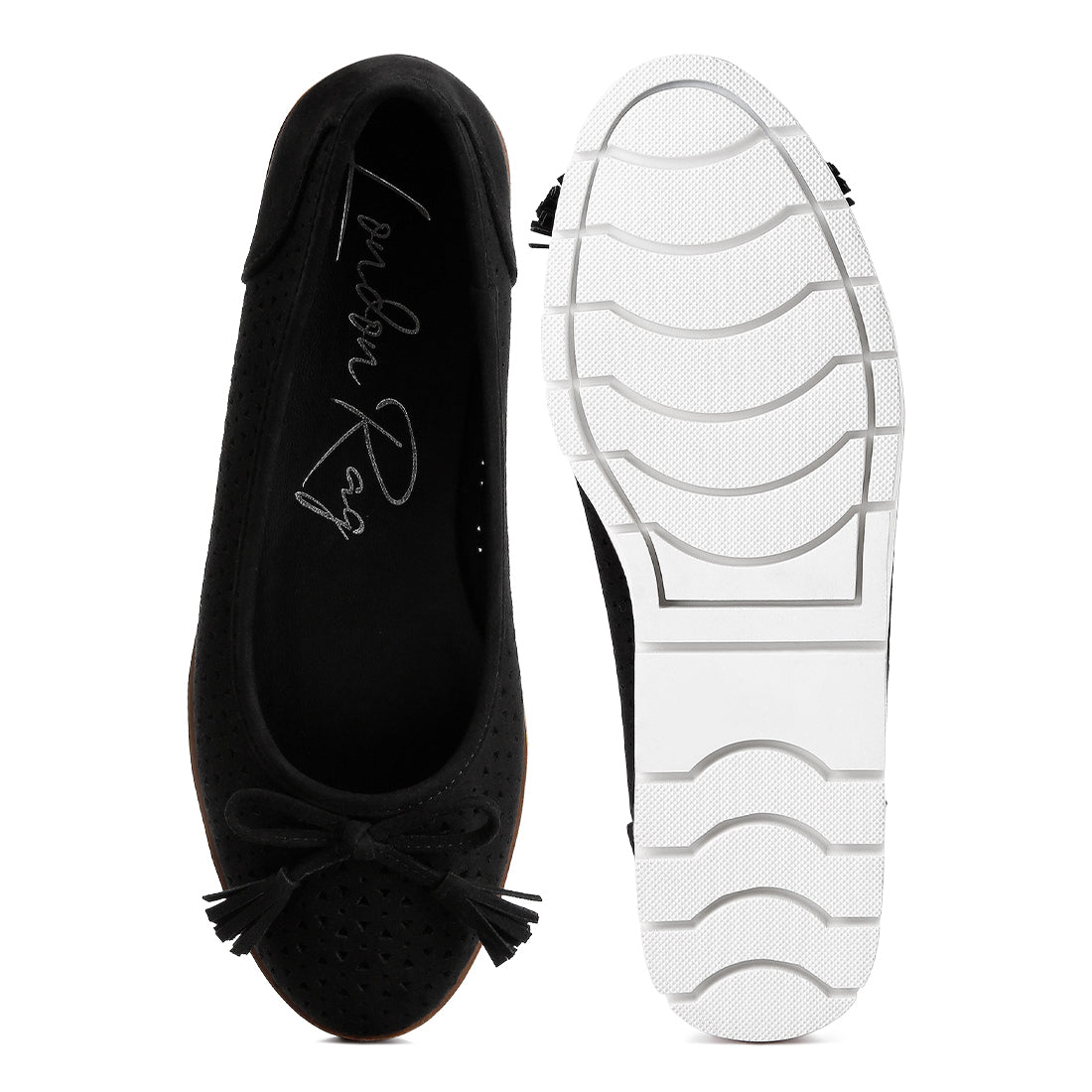 Perforated Faux Leather Ballerinas