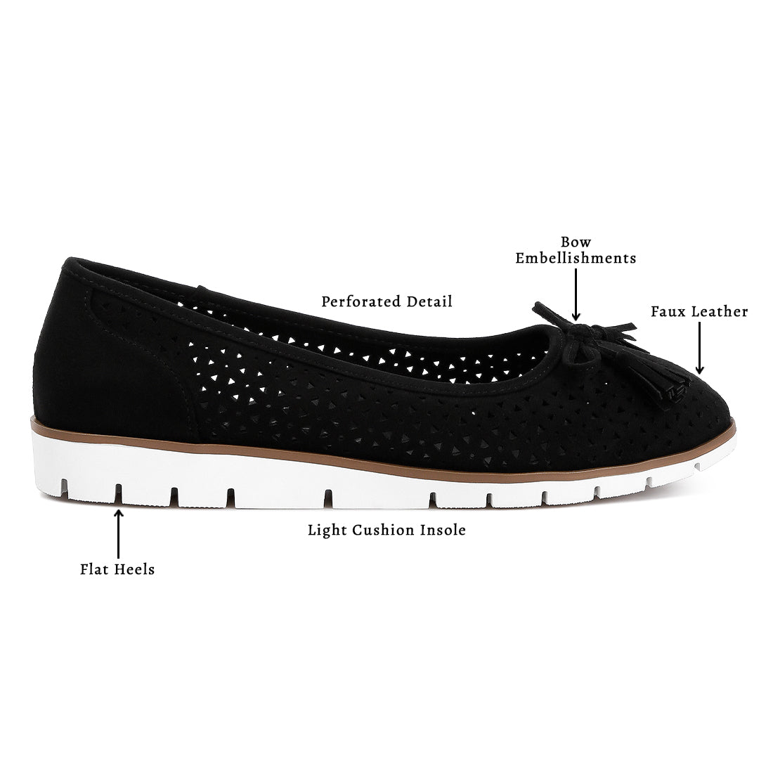 Perforated Faux Leather Ballerinas