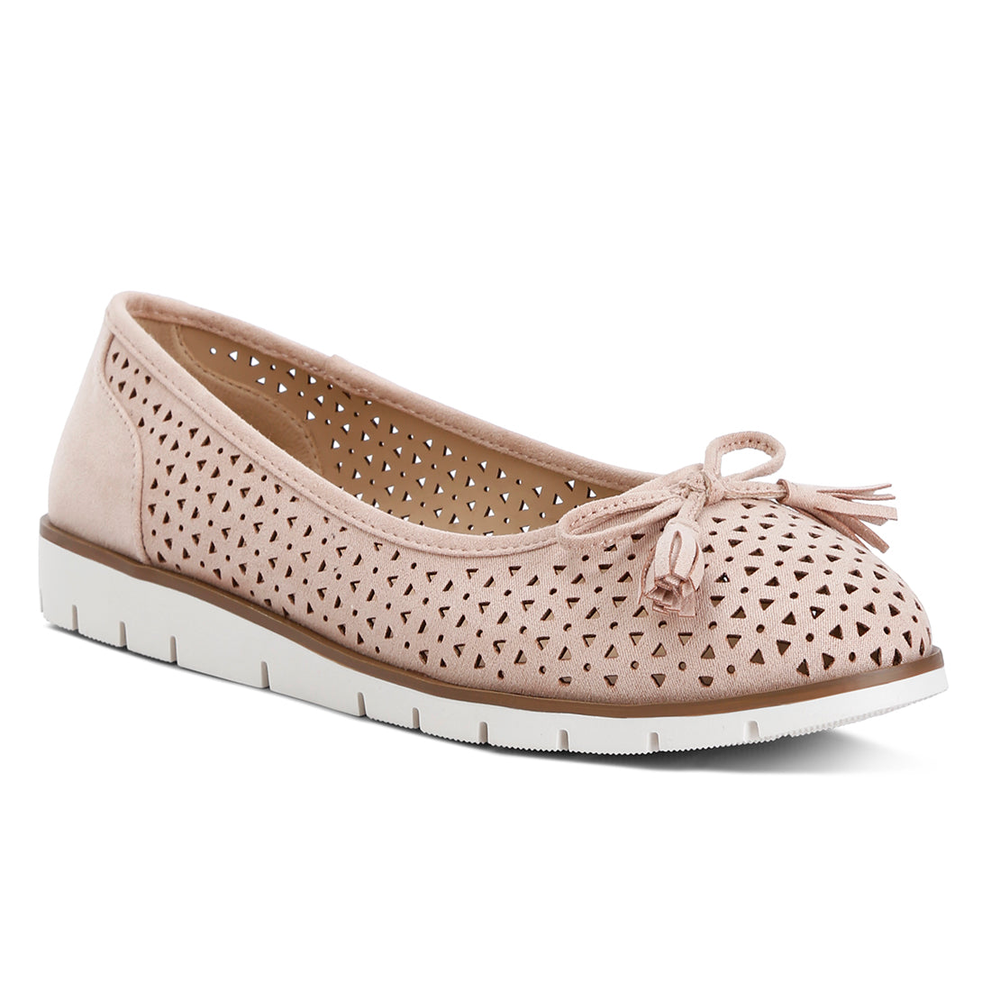 Perforated Faux Leather Ballerinas