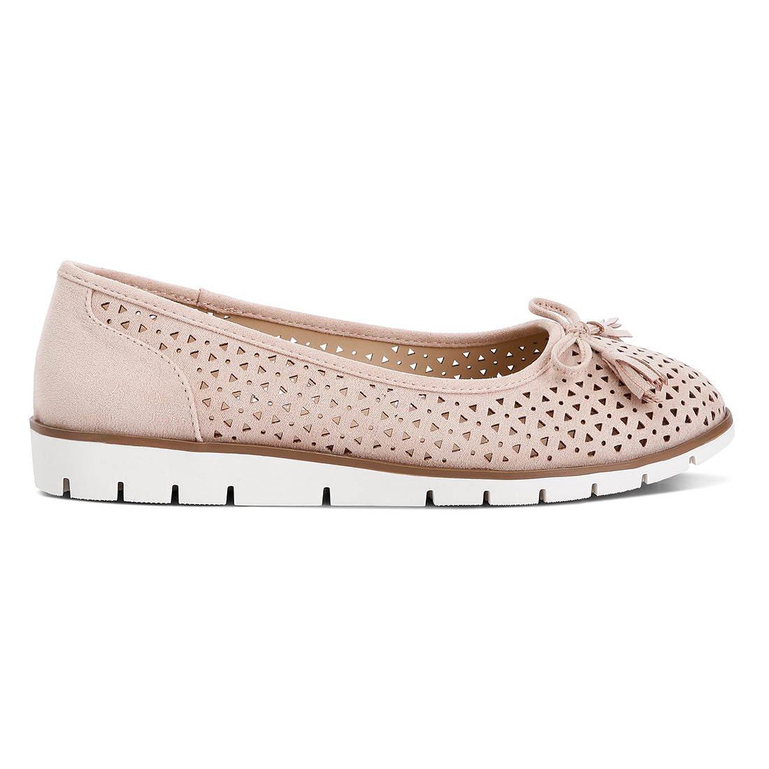 Perforated Faux Leather Ballerinas