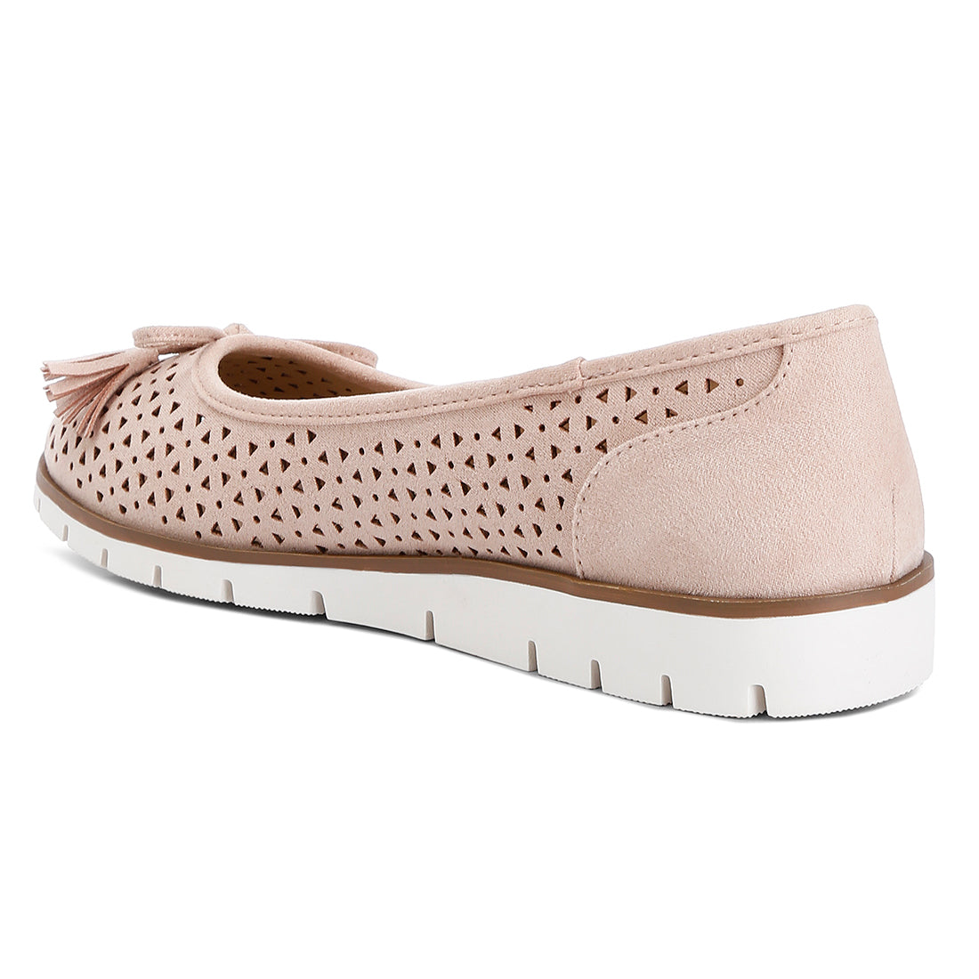 Perforated Faux Leather Ballerinas