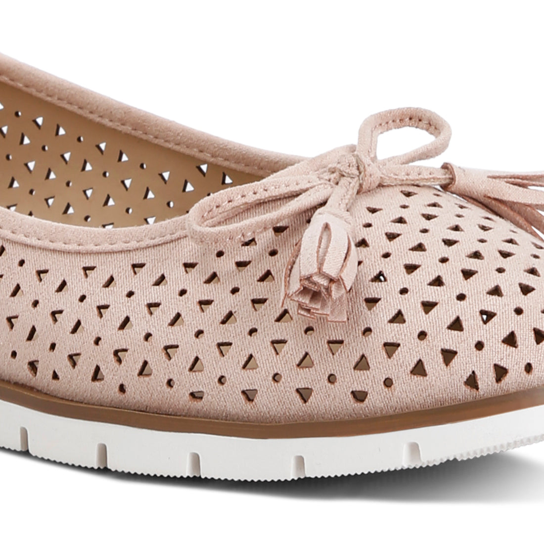 Perforated Faux Leather Ballerinas